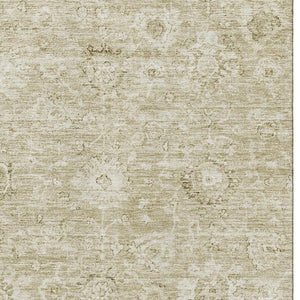 HomeRoots 5' X 8' Beige and Brown Damask Area Rug - Stylish, Washable, UV-Protected, Perfect for Any Space! 684054