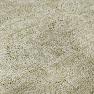 HomeRoots 8' Beige and Brown Damask Washable Round Rug - Durable, UV-Protected, Stylish for Indoor & Outdoor Use 684055