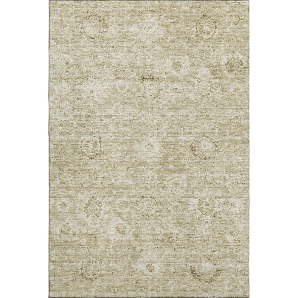 HomeRoots 8' X 10' Durable Beige and Brown Damask Area Rug - Machine-Washable, UV Protected, Cozy Design 684056