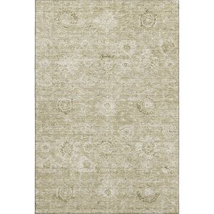 HomeRoots 9' X 12' Beige and Brown Damask Area Rug - Washable, UV-Protected, Durable for Homes with Kids & Pets 684057