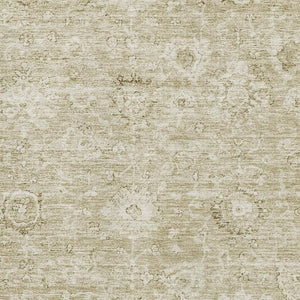 HomeRoots 9' X 12' Beige and Brown Damask Area Rug - Washable, UV-Protected, Durable for Homes with Kids & Pets 684057