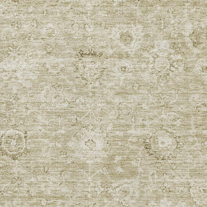 HomeRoots 10' X 14' Beige and Brown Damask Area Rug - Stain-Resistant, UV-Protected, Perfect for Families! 684058