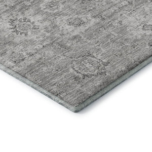HomeRoots 5' X 8' Gray And Silver Damask Area Rug - Elegant, Washable Design with UV Protection for Durability 684060