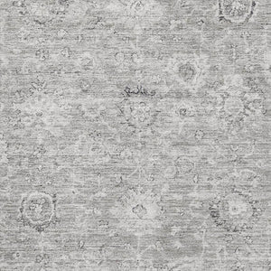 HomeRoots 5' X 8' Gray And Silver Damask Area Rug - Elegant, Washable Design with UV Protection for Durability 684060