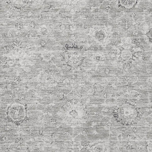 HomeRoots 8' X 10' Gray and Silver Damask Area Rug - Durable, Washable, UV-Protected for Elegant Living Spaces 684062