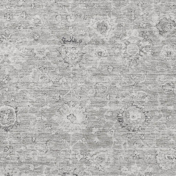 HomeRoots 9' X 12' Gray and Silver Damask Area Rug - Elegant, Washable, UV-Protected for Family-Friendly Spaces 684063