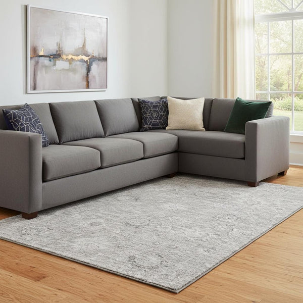 HomeRoots 10' X 14' Gray and Silver Damask Area Rug - Stylish, Washable, UV-Protected for Busy Homes! 684064