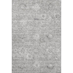 HomeRoots 10' X 14' Gray and Silver Damask Area Rug - Stylish, Washable, UV-Protected for Busy Homes! 684064