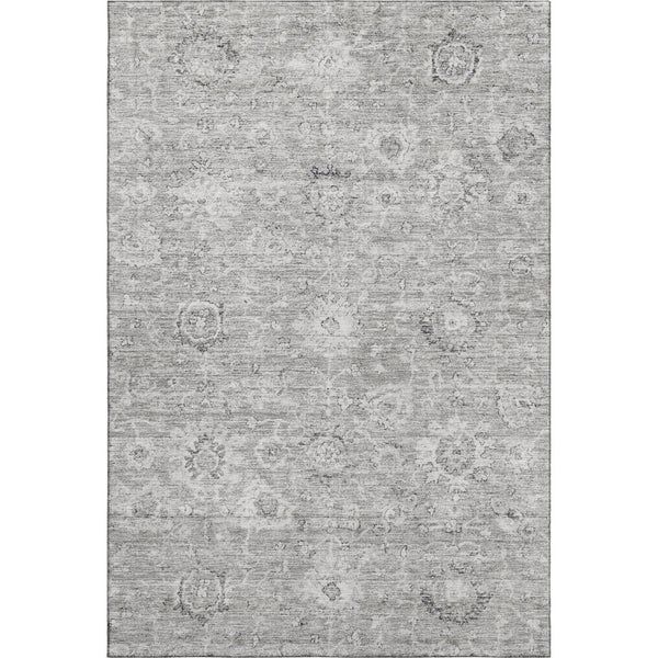HomeRoots 10' X 14' Gray and Silver Damask Area Rug - Stylish, Washable, UV-Protected for Busy Homes! 684064