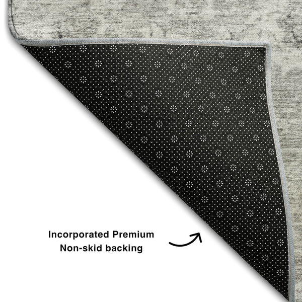 HomeRoots 10' X 14' Gray and Silver Damask Area Rug - Stylish, Washable, UV-Protected for Busy Homes! 684064