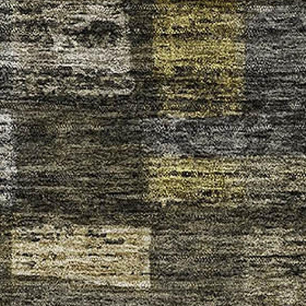 HomeRoots 5' X 8' Charcoal Gray & Gold Striped Washable Area Rug - UV Protected, Stain Resistant & Durable Design 684072