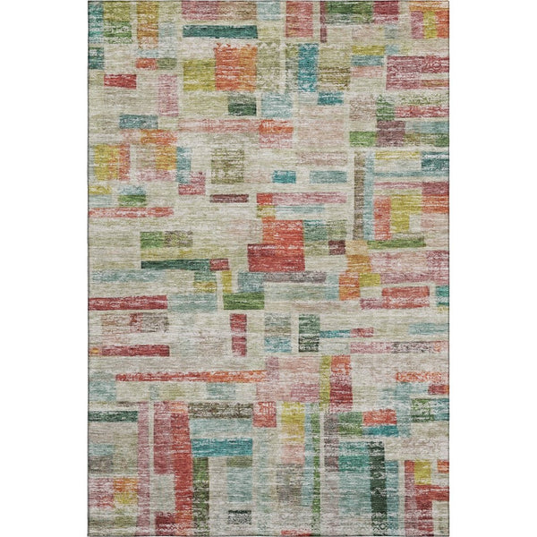 HomeRoots 9' Stylish Rust Orange, Green & Teal Striped Area Rug - Washable, Durable & UV-Protected for Homes 684081