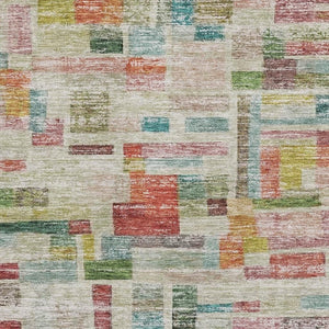 HomeRoots 9' Stylish Rust Orange, Green & Teal Striped Area Rug - Washable, Durable & UV-Protected for Homes 684081