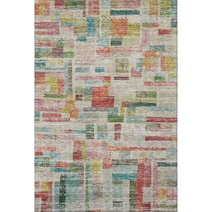 HomeRoots 10' Washable Area Rug in Rust Orange, Green & Teal Stripes - UV Protected, Durable & Easy Care! 684082