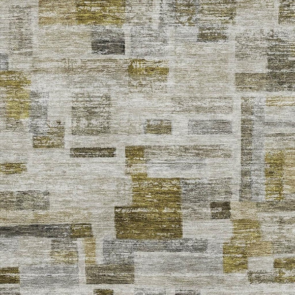 HomeRoots 5' X 8' Elegant Taupe Beige and Gold Striped Washable Area Rug with UV Protection for Family Homes 684084