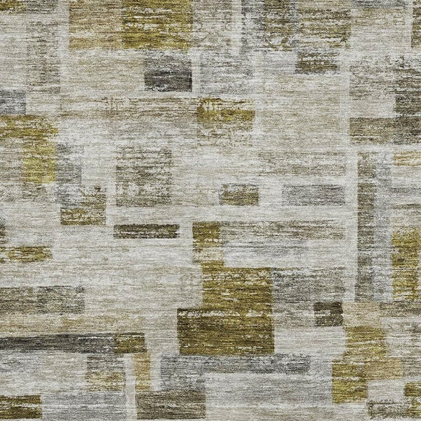 HomeRoots 8' x 10' Stylish Taupe Beige & Gold Striped Washable Area Rug with UV Protection for High Traffic Areas 684086