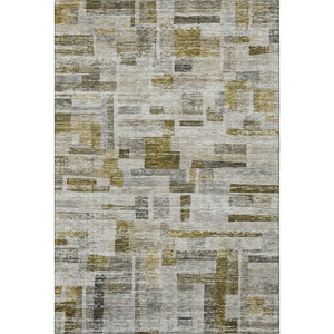 HomeRoots 8' x 10' Stylish Taupe Beige & Gold Striped Washable Area Rug with UV Protection for High Traffic Areas 684086