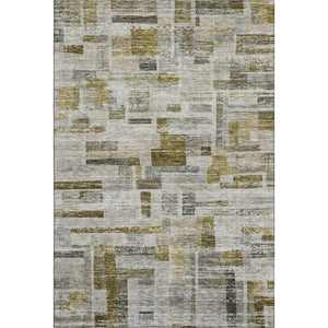 HomeRoots 9' X 12' Stylish Taupe Beige & Gold Striped Washable Area Rug with UV Protection for Any Space 684087
