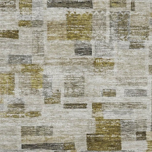 HomeRoots 9' X 12' Stylish Taupe Beige & Gold Striped Washable Area Rug with UV Protection for Any Space 684087