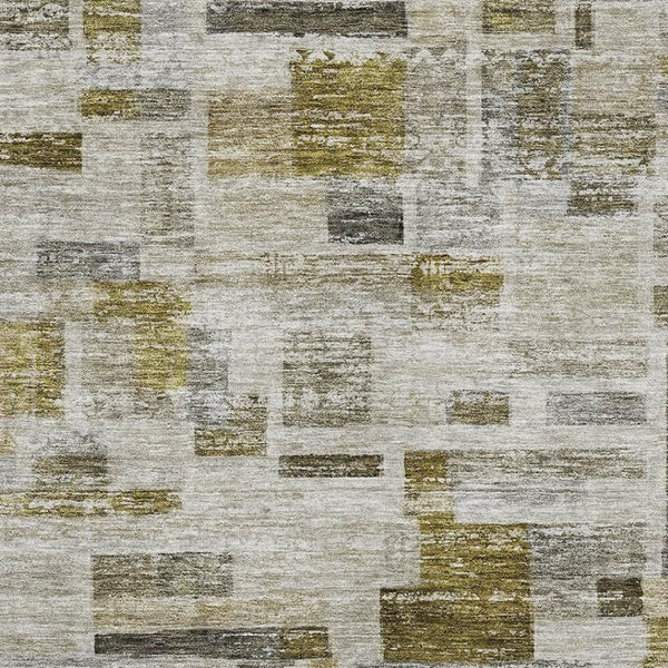 HomeRoots 9' X 12' Stylish Taupe Beige & Gold Striped Washable Area Rug with UV Protection for Any Space 684087