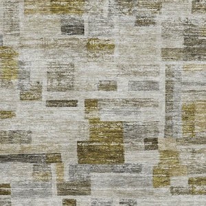 HomeRoots 10' X 14' Taupe Beige & Gold Striped Area Rug - Washable, Durable, Stain-Resistant with UV Protection 684088