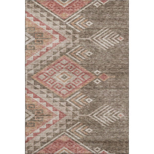 HomeRoots 5' X 8' Modern Geometric Area Rug in Brown, Salmon & Ivory - Durable, Washable & UV Protected Design 684090