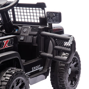 English Elm 24v Kids Ride on Car with Parental Remote Four Wheel Suspension Led Lights Bluetooth Black W1578P235080