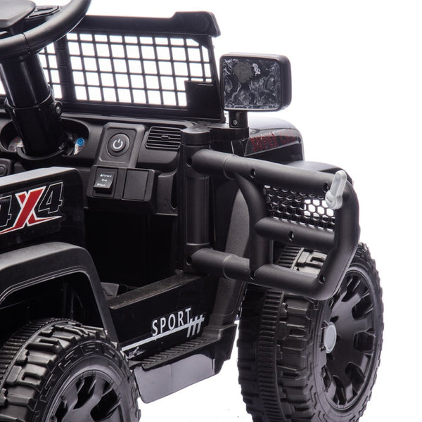English Elm 24v Kids Ride on Car with Parental Remote Four Wheel Suspension Led Lights Bluetooth Black W1578P235080