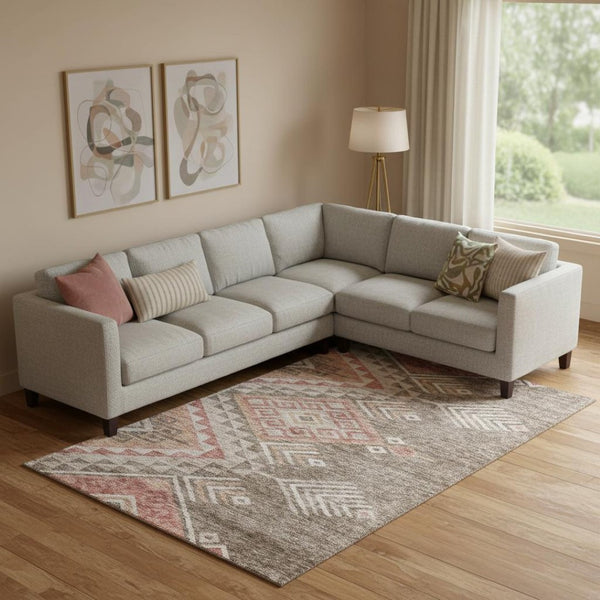 HomeRoots 9' X 12' Brown Salmon Geometric Area Rug – Durable, Washable & UV Protected for Family Homes 684093