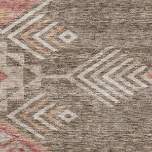HomeRoots 9' X 12' Brown Salmon Geometric Area Rug – Durable, Washable & UV Protected for Family Homes 684093