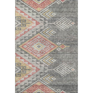 HomeRoots 9' X 12' Modern Gray Gold Salmon Geometric Area Rug – Washable, UV Protected, Perfect for Families! 684099