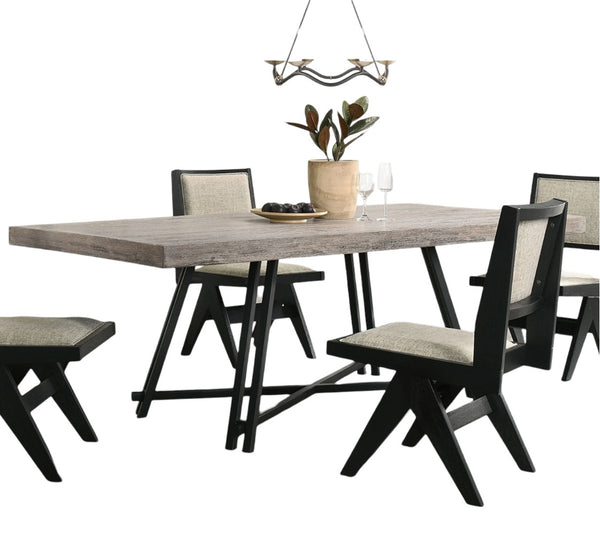 English Elm Contemporary 5-Piece Black Dining Set With Rectangular Table & 4 Upholstered Side Chairs For Style B2741S00015