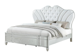 English Elm Landmark Queen Bed In Silver - Traditional Upholstered Button-Tufted Design With Luxe Comfort & Style B009S01360