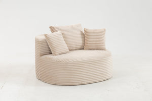English Elm Full Foam Corduroy Single Seat Lounge Sofa with Lumbar Pillows for Small Spaces Beige W3326P350901