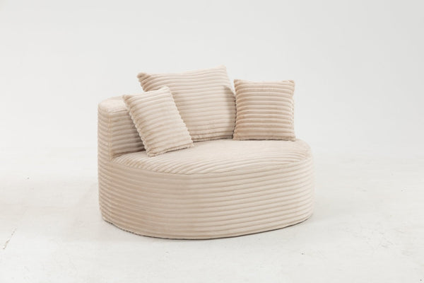 English Elm Full Foam Corduroy Single Seat Lounge Sofa with Lumbar Pillows for Small Spaces Beige W3326P350901