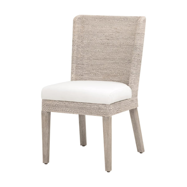 Essentials for Living Isle Dining Chair Set Mahogany Base Abaca Rope Seat Coastal Transitional Style 6841.WWA/LPPRL/NG