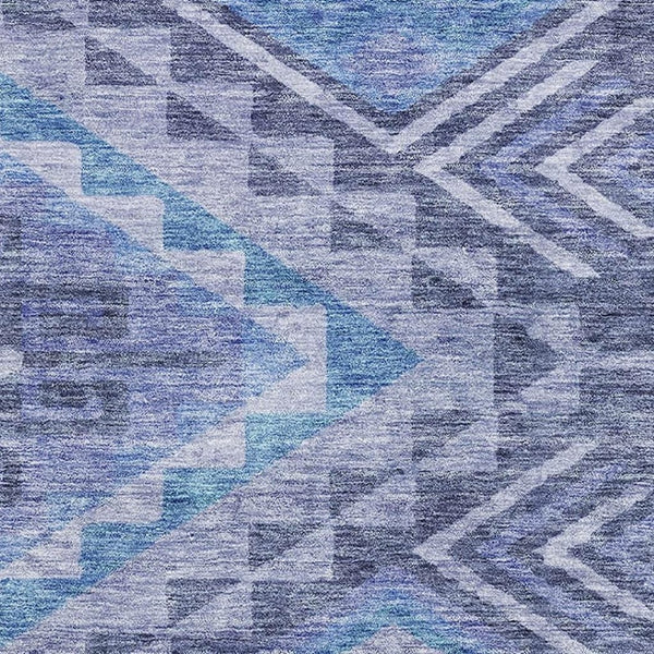 HomeRoots 9' X 12' Navy Blue & Silver Geometric Area Rug - Durable, Stain Resistant, UV Protected Design for Homes 684111