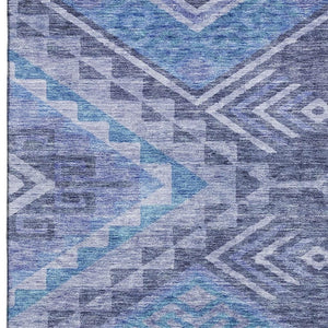 HomeRoots 9' X 12' Navy Blue & Silver Geometric Area Rug - Durable, Stain Resistant, UV Protected Design for Homes 684111