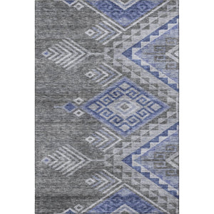 HomeRoots 8' X 10' Contemporary Pewter Blue & Gray Geometric Area Rug with UV & Stain Protection for Homes 684116