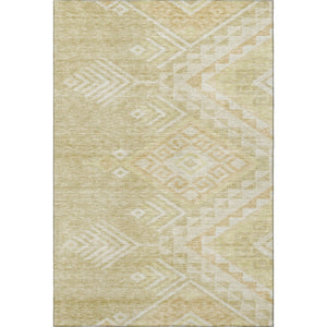 HomeRoots 5' X 8' Tan and Beige Geometric Area Rug – Washable, UV-Protected, Pet-Friendly, Modern Design 684120