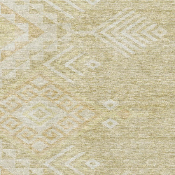 HomeRoots 8' Tan and Beige Geometric Area Rug - Washable, UV-Protected, Durable, Pet-Friendly for Modern Homes 684122