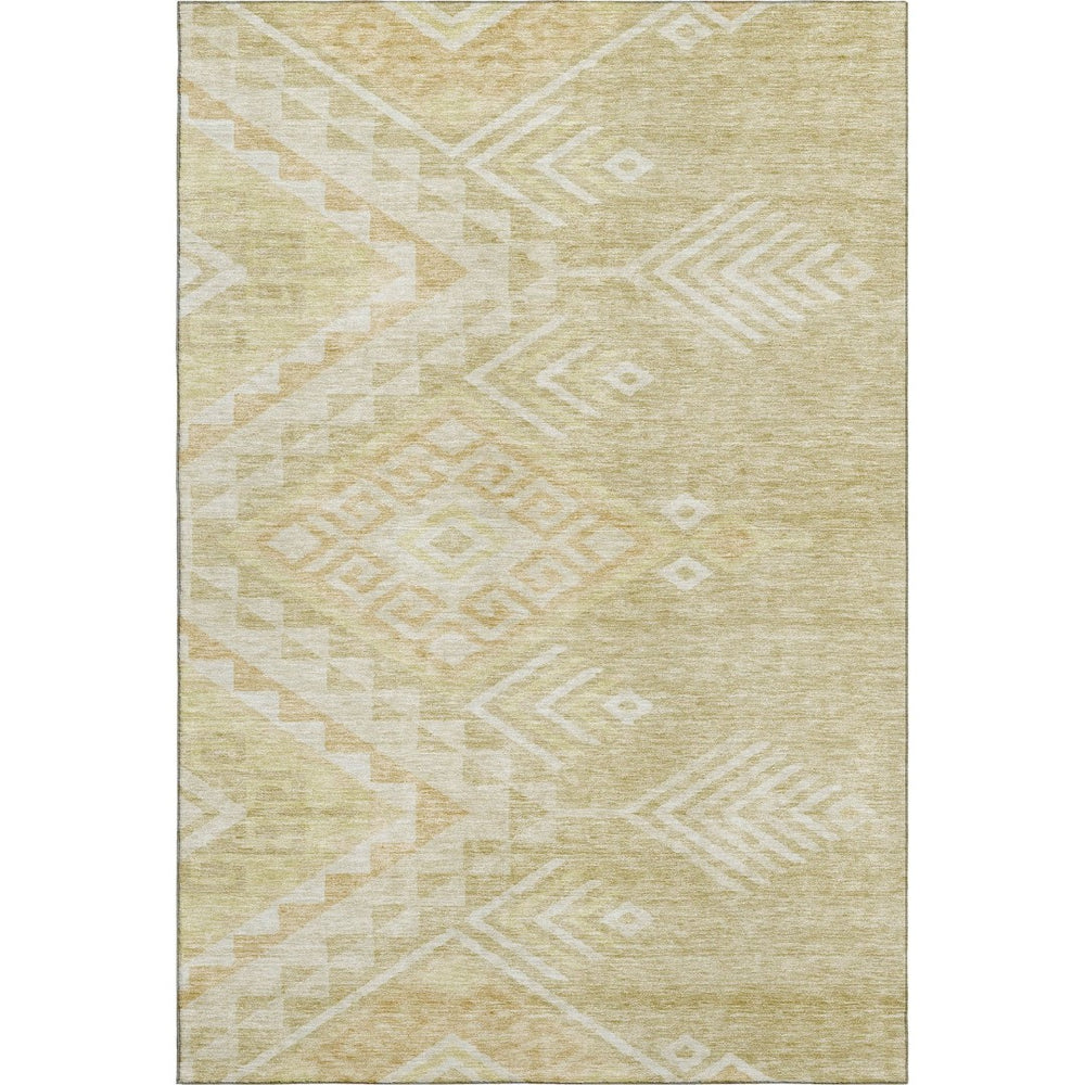 HomeRoots 9' X 12' Stylish Tan & Beige Geometric Area Rug - Washable, UV-Protected, Perfect for High-Traffic Spaces 684123