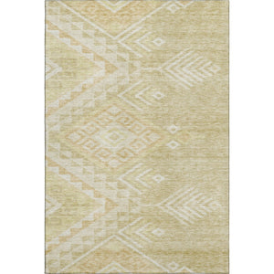 HomeRoots 9' X 12' Stylish Tan & Beige Geometric Area Rug - Washable, UV-Protected, Perfect for High-Traffic Spaces 684123