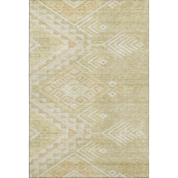 HomeRoots 9' X 12' Stylish Tan & Beige Geometric Area Rug - Washable, UV-Protected, Perfect for High-Traffic Spaces 684123