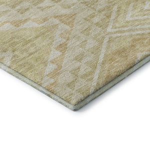 HomeRoots 9' X 12' Stylish Tan & Beige Geometric Area Rug - Washable, UV-Protected, Perfect for High-Traffic Spaces 684123