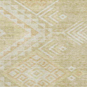 HomeRoots 10' X 14' Tan and Beige Geometric Area Rug - Stylish, Washable, UV-Protected, Ideal for Busy Homes 684124
