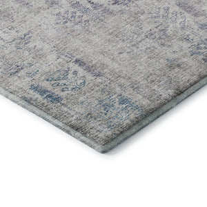 HomeRoots 9' X 12' Washable Floral Area Rug - Ivory Purple & Blue with UV Protection for Family Spaces 684129