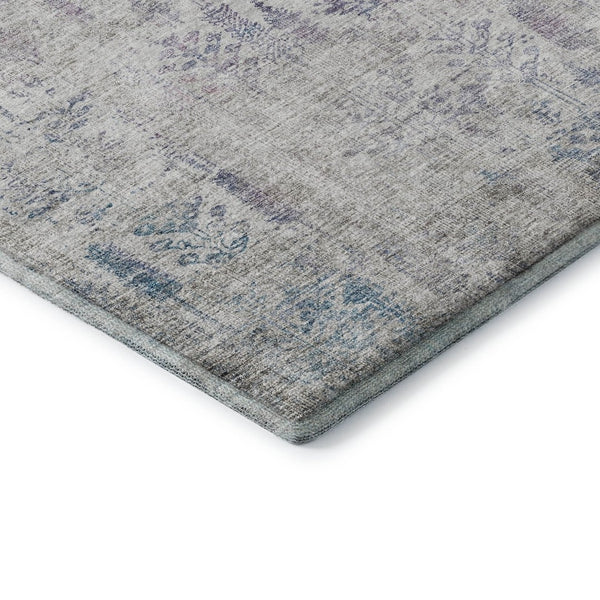HomeRoots 9' X 12' Washable Floral Area Rug - Ivory Purple & Blue with UV Protection for Family Spaces 684129