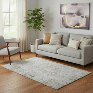 HomeRoots 5' X 8' Elegant Silver Ivory Floral Area Rug with UV Protection - Stain-Resistant, Washable Design 684132