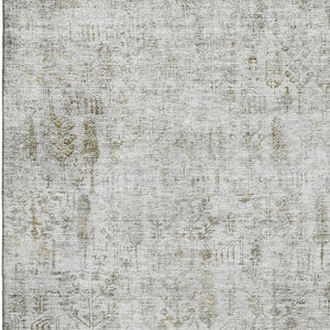 HomeRoots 8' X 10' Elegant Floral Washable Area Rug - Silver, Ivory, and Beige with UV Protection & Stain Resistance 684134